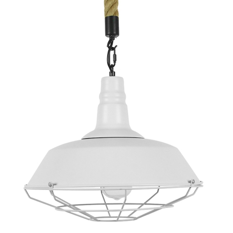 GLOBOSTAR® CRANE 01409 Vintage Κρεμαστό Φωτιστικό Οροφής με Ντουί 1 x E27 AC 220-240V IP20 - Λευκό & Μπεζ - Μ36 x Π36 x Υ31cm