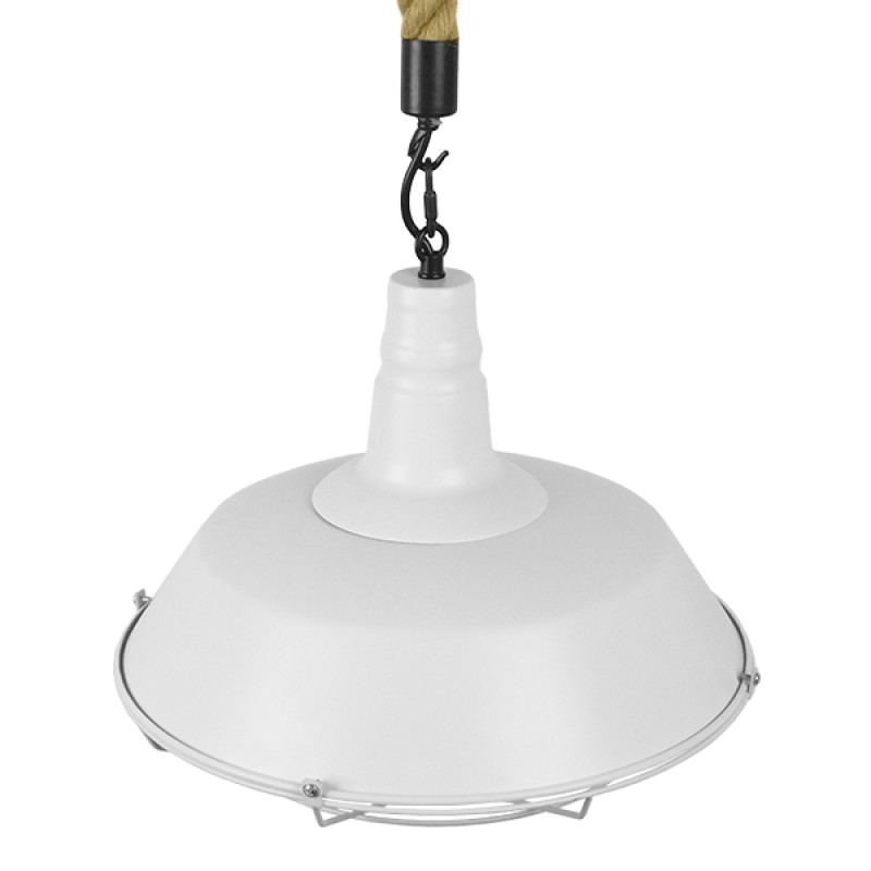 GLOBOSTAR® CRANE 01409 Vintage Κρεμαστό Φωτιστικό Οροφής με Ντουί 1 x E27 AC 220-240V IP20 - Λευκό & Μπεζ - Μ36 x Π36 x Υ31cm