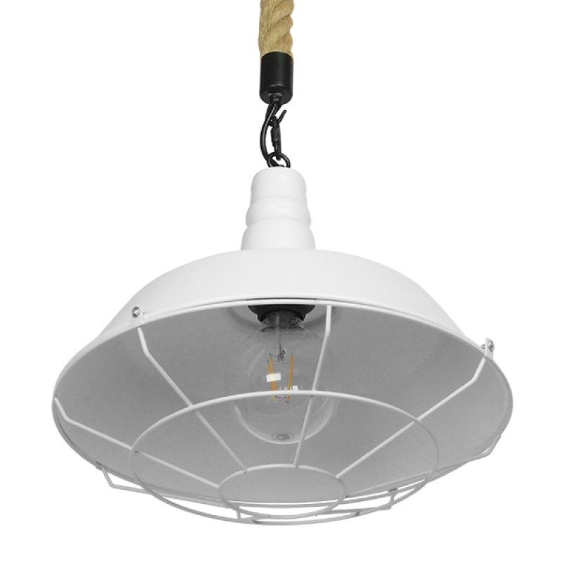 GLOBOSTAR® CRANE 01409 Vintage Κρεμαστό Φωτιστικό Οροφής με Ντουί 1 x E27 AC 220-240V IP20 - Λευκό & Μπεζ - Μ36 x Π36 x Υ31cm