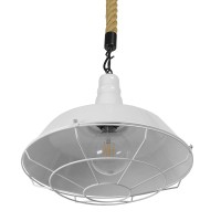 GLOBOSTAR® PUPPET 01412 Vintage Κρεμαστό Φωτιστικό Οροφής με Ντουί 1 x E27 AC 220-240V IP20 - Λευκό & Μπεζ - Μ36 x Π36 x Y31cm