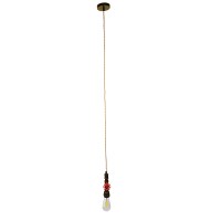GLOBOSTAR® SPIGOT 01414 Vintage Κρεμαστό Φωτιστικό Οροφής με Ντουί 1 x E27 AC 220-240V IP20 - Καφέ & Κόκκινο - Μ5 x Π5 x Y20cm