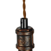 GLOBOSTAR® SPIGOT 01414 Vintage Κρεμαστό Φωτιστικό Οροφής με Ντουί 1 x E27 AC 220-240V IP20 - Καφέ & Κόκκινο - Μ5 x Π5 x Y20cm