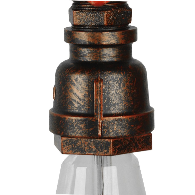 GLOBOSTAR® SPIGOT 01414 Vintage Κρεμαστό Φωτιστικό Οροφής με Ντουί 1 x E27 AC 220-240V IP20 - Καφέ & Κόκκινο - Μ5 x Π5 x Y20cm