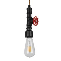 GLOBOSTAR® SPIGOT 01415 Vintage Κρεμαστό Φωτιστικό Οροφής με Ντουί 1 x E27 AC 220-240V IP20 - Μαύρο & Κόκκινο - Μ5 x Π5 x Y20cm