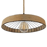 GLOBOSTAR® SAHARA 01416 Boho Κρεμαστό Φωτιστικό Οροφής με Ντουί 1 x E27 AC 220-240V IP20 - Μπεζ & Μαύρο - Μ80 x Π80 x Y25cm