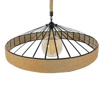 GLOBOSTAR® SAHARA 01416 Boho Κρεμαστό Φωτιστικό Οροφής με Ντουί 1 x E27 AC 220-240V IP20 - Μπεζ & Μαύρο - Μ80 x Π80 x Y25cm