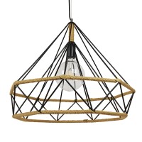 GLOBOSTAR® FLUTED 01422 Vintage Κρεμαστό Φωτιστικό Οροφής με Ντουί 1 x E27 AC 220-240V IP20 - Μαύρο & Μπεζ - Μ50 x Π50 x Y44cm