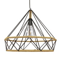 GLOBOSTAR® FLUTED 01422 Vintage Κρεμαστό Φωτιστικό Οροφής με Ντουί 1 x E27 AC 220-240V IP20 - Μαύρο & Μπεζ - Μ50 x Π50 x Y44cm