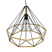 GLOBOSTAR® FLUTED 01422 Vintage Κρεμαστό Φωτιστικό Οροφής με Ντουί 1 x E27 AC 220-240V IP20 - Μαύρο & Μπεζ - Μ50 x Π50 x Y44cm