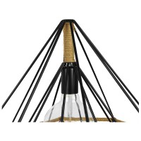 GLOBOSTAR® FLUTED 01422 Vintage Κρεμαστό Φωτιστικό Οροφής με Ντουί 1 x E27 AC 220-240V IP20 - Μαύρο & Μπεζ - Μ50 x Π50 x Y44cm