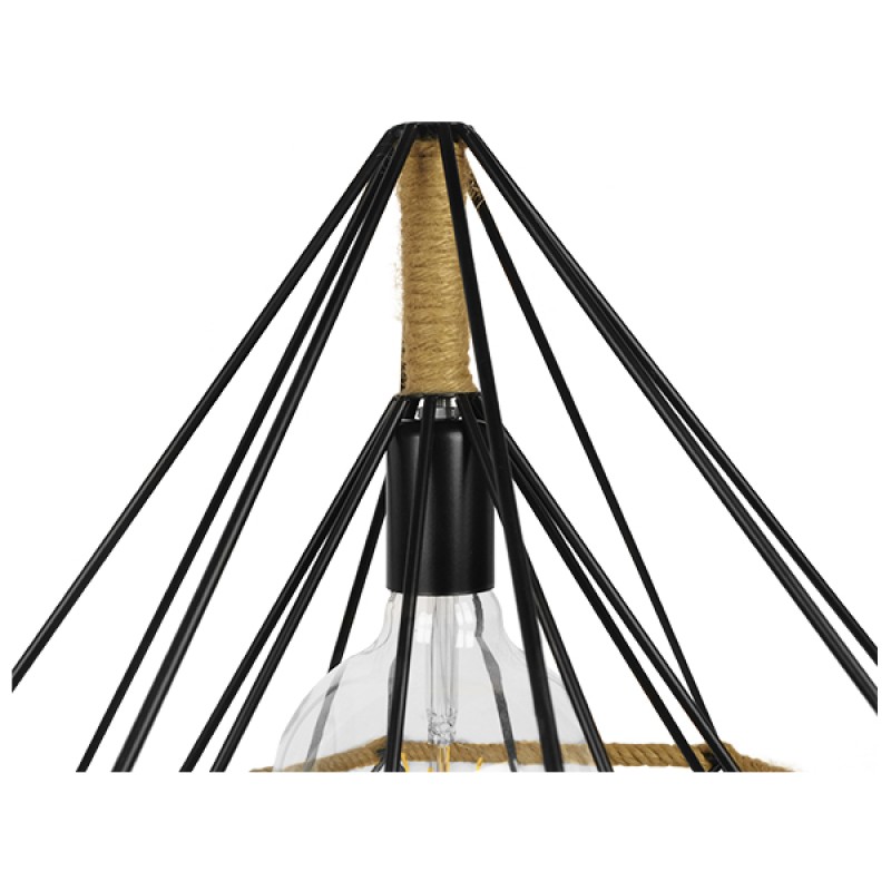 GLOBOSTAR® FLUTED 01422 Vintage Κρεμαστό Φωτιστικό Οροφής με Ντουί 1 x E27 AC 220-240V IP20 - Μαύρο & Μπεζ - Μ50 x Π50 x Y44cm