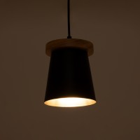 GLOBOSTAR® LANA 01424 Μοντέρνο Κρεμαστό Φωτιστικό Οροφής με Ντουί 1 x E27 AC 220-240V IP20 - Μαύρο & Καφέ - Μ13 x Π13 x Y17cm