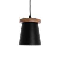 GLOBOSTAR® LANA 01424 Μοντέρνο Κρεμαστό Φωτιστικό Οροφής με Ντουί 1 x E27 AC 220-240V IP20 - Μαύρο & Καφέ - Μ13 x Π13 x Y17cm
