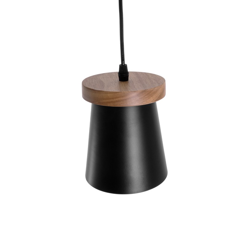 GLOBOSTAR® LANA 01424 Μοντέρνο Κρεμαστό Φωτιστικό Οροφής με Ντουί 1 x E27 AC 220-240V IP20 - Μαύρο & Καφέ - Μ13 x Π13 x Y17cm