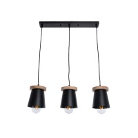 GLOBOSTAR® LANA 01425 Μοντέρνο Κρεμαστό Φωτιστικό Οροφής με Ντουί 3 x E27 AC 220-240V IP20 - Μαύρο & Καφέ - Μ60 x Π13 x Υ18cm