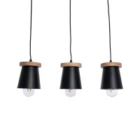 GLOBOSTAR® LANA 01425 Μοντέρνο Κρεμαστό Φωτιστικό Οροφής με Ντουί 3 x E27 AC 220-240V IP20 - Μαύρο & Καφέ - Μ60 x Π13 x Υ18cm
