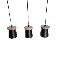 GLOBOSTAR® LANA 01425 Μοντέρνο Κρεμαστό Φωτιστικό Οροφής με Ντουί 3 x E27 AC 220-240V IP20 - Μαύρο & Καφέ - Μ60 x Π13 x Υ18cm