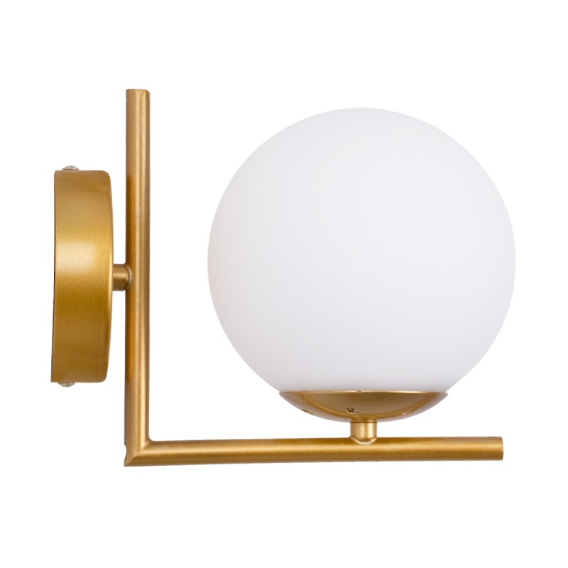 GLOBOSTAR® JADA 01426 Μοντέρνο Φωτιστικό Τοίχου - Απλίκα με Ντουί 1 x E27 AC 220-240V IP20 - Χρυσό & Λευκό - Μ15 x Π21.5 x Υ18cm