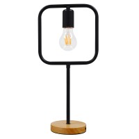 GLOBOSTAR® HONOR SQUARE 01435 Μοντέρνο Επιτραπέζιο Φωτιστικό Πορτατίφ με Ντουί 1 x E27 AC 220-240V IP20 - Μαύρο & Μπεζ - M20 x Π20 x Υ42cm