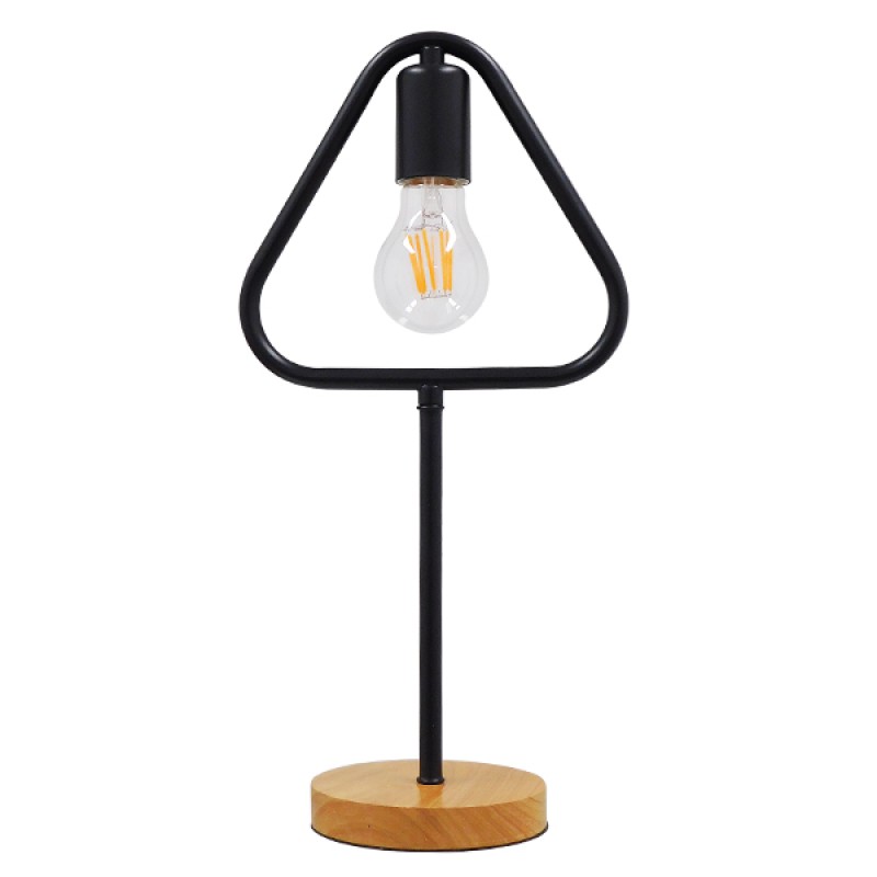 GLOBOSTAR® HONOR TRIANGLE 01436 Μοντέρνο Επιτραπέζιο Φωτιστικό Πορτατίφ με Ντουί 1 x E27 AC 220-240V IP20 - Μαύρο & Μπεζ - M20 x Π20 x Υ40cm