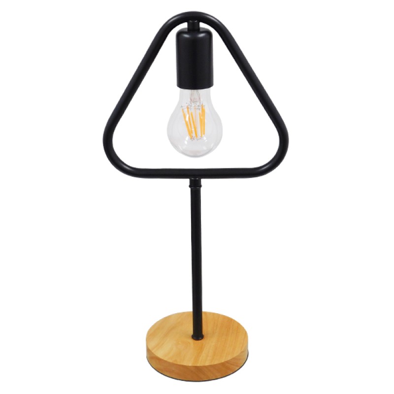GLOBOSTAR® HONOR TRIANGLE 01436 Μοντέρνο Επιτραπέζιο Φωτιστικό Πορτατίφ με Ντουί 1 x E27 AC 220-240V IP20 - Μαύρο & Μπεζ - M20 x Π20 x Υ40cm