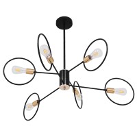 GLOBOSTAR® NEXUS 01446 Μοντέρνο Φωτιστικό Οροφής με Ντουί 6 x E27 AC 220-240V IP20 - Μαύρο & Χάλκινο - Μ105 x Π105 x Υ70cm