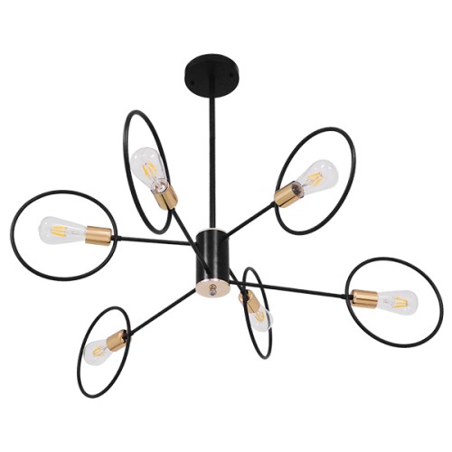 GLOBOSTAR® NEXUS 01446 Μοντέρνο Φωτιστικό Οροφής με Ντουί 6 x E27 AC 220-240V IP20 - Μαύρο & Χάλκινο - Μ105 x Π105 x Υ70cm