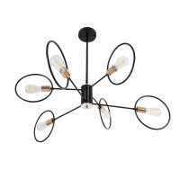 GLOBOSTAR® NEXUS 01446 Μοντέρνο Φωτιστικό Οροφής με Ντουί 6 x E27 AC 220-240V IP20 - Μαύρο & Χάλκινο - Μ105 x Π105 x Υ70cm