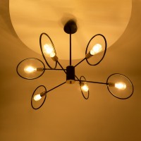 GLOBOSTAR® NEXUS 01446 Μοντέρνο Φωτιστικό Οροφής με Ντουί 6 x E27 AC 220-240V IP20 - Μαύρο & Χάλκινο - Μ105 x Π105 x Υ70cm