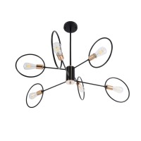 GLOBOSTAR® NEXUS 01446 Μοντέρνο Φωτιστικό Οροφής με Ντουί 6 x E27 AC 220-240V IP20 - Μαύρο & Χάλκινο - Μ105 x Π105 x Υ70cm