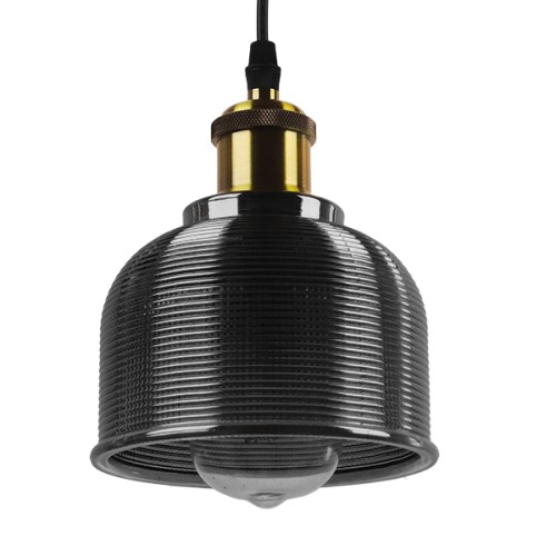 GLOBOSTAR® SEGRETO 01449 Vintage Κρεμαστό Φωτιστικό Οροφής με Ντουί 1 x E27 AC 220-240V IP20 - Γκρι & Χρυσό - Μ14 x Π14 x Υ18cm