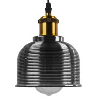 GLOBOSTAR® SEGRETO 01449 Vintage Κρεμαστό Φωτιστικό Οροφής με Ντουί 1 x E27 AC 220-240V IP20 - Γκρι & Χρυσό - Μ14 x Π14 x Υ18cm