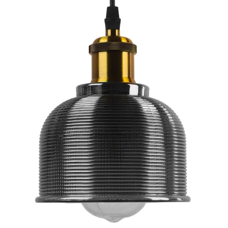 GLOBOSTAR® SEGRETO 01449 Vintage Κρεμαστό Φωτιστικό Οροφής με Ντουί 1 x E27 AC 220-240V IP20 - Γκρι & Χρυσό - Μ14 x Π14 x Υ18cm