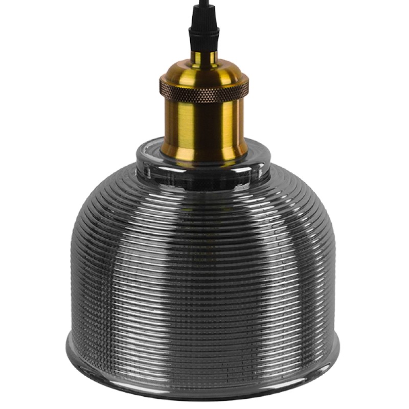 GLOBOSTAR® SEGRETO 01449 Vintage Κρεμαστό Φωτιστικό Οροφής με Ντουί 1 x E27 AC 220-240V IP20 - Γκρι & Χρυσό - Μ14 x Π14 x Υ18cm