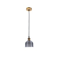 GLOBOSTAR® SEGRETO 01449 Vintage Κρεμαστό Φωτιστικό Οροφής με Ντουί 1 x E27 AC 220-240V IP20 - Γκρι & Χρυσό - Μ14 x Π14 x Υ18cm