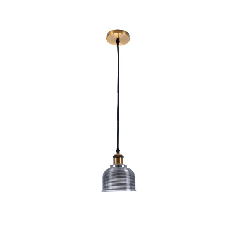 GLOBOSTAR® SEGRETO 01449 Vintage Κρεμαστό Φωτιστικό Οροφής με Ντουί 1 x E27 AC 220-240V IP20 - Γκρι & Χρυσό - Μ14 x Π14 x Υ18cm
