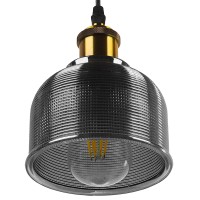 GLOBOSTAR® SEGRETO 01449 Vintage Κρεμαστό Φωτιστικό Οροφής με Ντουί 1 x E27 AC 220-240V IP20 - Γκρι & Χρυσό - Μ14 x Π14 x Υ18cm