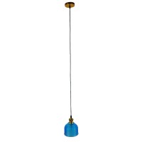 GLOBOSTAR® SEGRETO 01452 Vintage Κρεμαστό Φωτιστικό Οροφής με Ντουί 1 x E27 AC 220-240V IP20 - Μπλε & Χρυσό - Μ14 x Π14 x Υ18cm