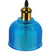 GLOBOSTAR® SEGRETO 01452 Vintage Κρεμαστό Φωτιστικό Οροφής με Ντουί 1 x E27 AC 220-240V IP20 - Μπλε & Χρυσό - Μ14 x Π14 x Υ18cm