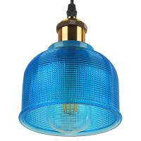GLOBOSTAR® SEGRETO 01452 Vintage Κρεμαστό Φωτιστικό Οροφής με Ντουί 1 x E27 AC 220-240V IP20 - Μπλε & Χρυσό - Μ14 x Π14 x Υ18cm