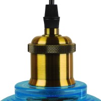 GLOBOSTAR® SEGRETO 01452 Vintage Κρεμαστό Φωτιστικό Οροφής με Ντουί 1 x E27 AC 220-240V IP20 - Μπλε & Χρυσό - Μ14 x Π14 x Υ18cm