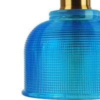 GLOBOSTAR® SEGRETO 01452 Vintage Κρεμαστό Φωτιστικό Οροφής με Ντουί 1 x E27 AC 220-240V IP20 - Μπλε & Χρυσό - Μ14 x Π14 x Υ18cm