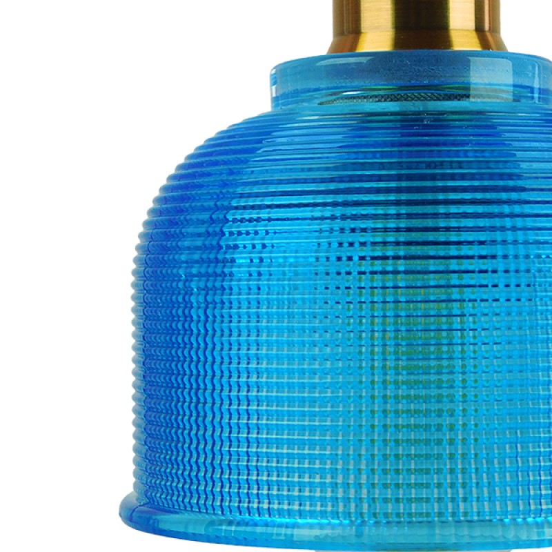 GLOBOSTAR® SEGRETO 01452 Vintage Κρεμαστό Φωτιστικό Οροφής με Ντουί 1 x E27 AC 220-240V IP20 - Μπλε & Χρυσό - Μ14 x Π14 x Υ18cm