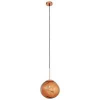 GLOBOSTAR® DIXAR 01461 Μοντέρνο Κρεμαστό Φωτιστικό Οροφής με Ντουί 1 x E27 AC 220-240V IP20 - Χάλκινο Φιμέ - Μ28 x Π28 x Υ40cm