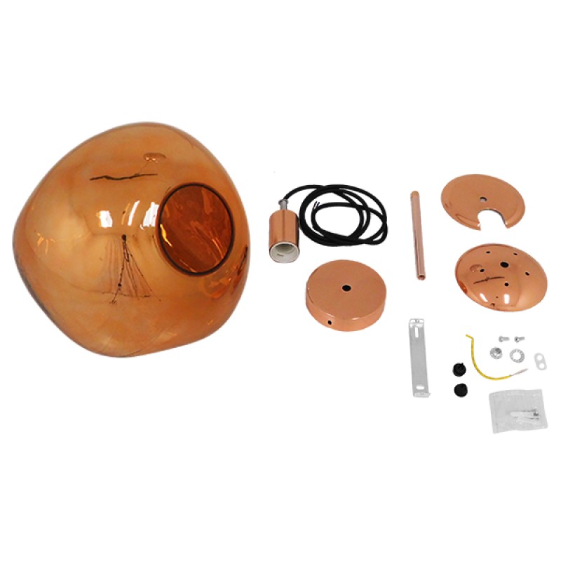 GLOBOSTAR® DIXAR 01461 Μοντέρνο Κρεμαστό Φωτιστικό Οροφής με Ντουί 1 x E27 AC 220-240V IP20 - Χάλκινο Φιμέ - Μ28 x Π28 x Υ40cm