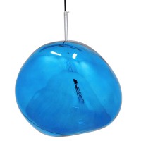 GLOBOSTAR® DIXAR 01467 Μοντέρνο Κρεμαστό Φωτιστικό Οροφής με Ντουί 1 x E27 AC 220-240V IP20 - Μπλε & Ασημί - Μ36 x Π36 x Υ45cm