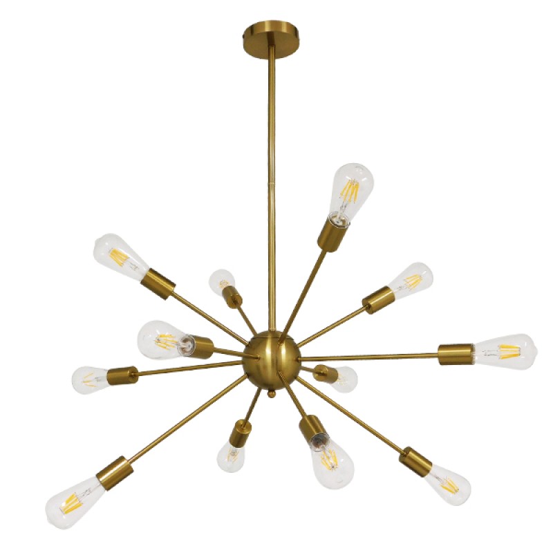 GLOBOSTAR® MILANO 01485 Μοντέρνο Φωτιστικό Οροφής με Ντουί 12 x E27 AC 220-240V IP20 - Χρυσό - Μ80 x Π80 x Υ80cm