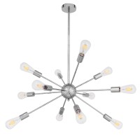 GLOBOSTAR® MILANO 01487 Μοντέρνο Φωτιστικό Οροφής με Ντουί 12 x E27 AC 220-240V IP20 - Ασημί - Μ80 x Π80 x Υ80cm