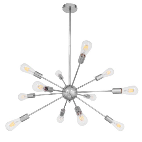 GLOBOSTAR® MILANO 01487 Μοντέρνο Φωτιστικό Οροφής με Ντουί 12 x E27 AC 220-240V IP20 - Ασημί - Μ80 x Π80 x Υ80cm