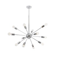 GLOBOSTAR® MILANO 01487 Μοντέρνο Φωτιστικό Οροφής με Ντουί 12 x E27 AC 220-240V IP20 - Ασημί - Μ80 x Π80 x Υ80cm